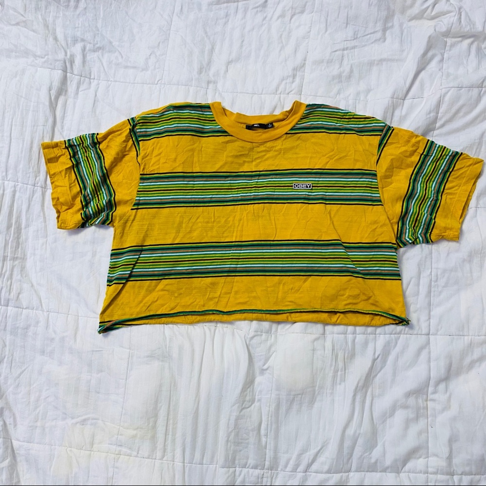 OBEY Striped Crop Top